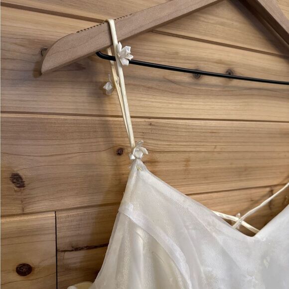 Vintage Zum Zum Niki Livas Size Medium Pale Daffodil Cross Back Floral Ball Gown - Picture 4 of 16